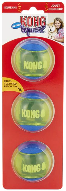KONG Squeezz Action Ball Dog Toy 3 KONG Squeezz Action Ball Dog Toy