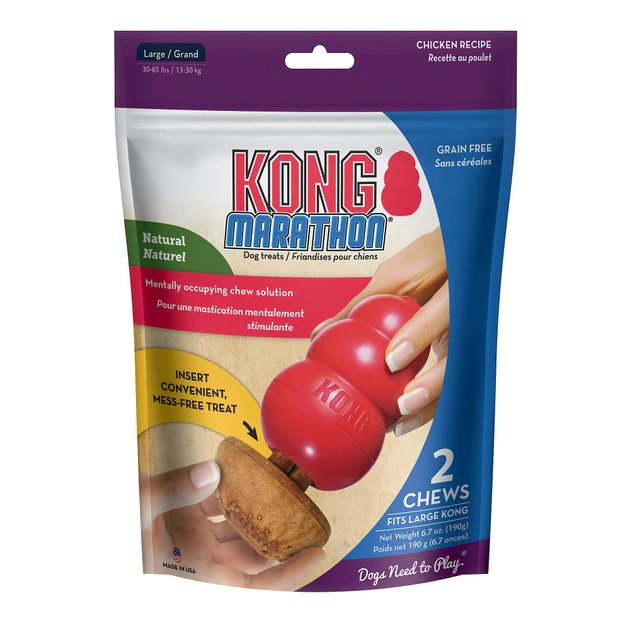 KONG Marathon Chicken Recipe Grain-Free Dog Chew Large Treats 3 KONG Marathon Chicken Recipe Grain-Free Dog Chew Large Treats