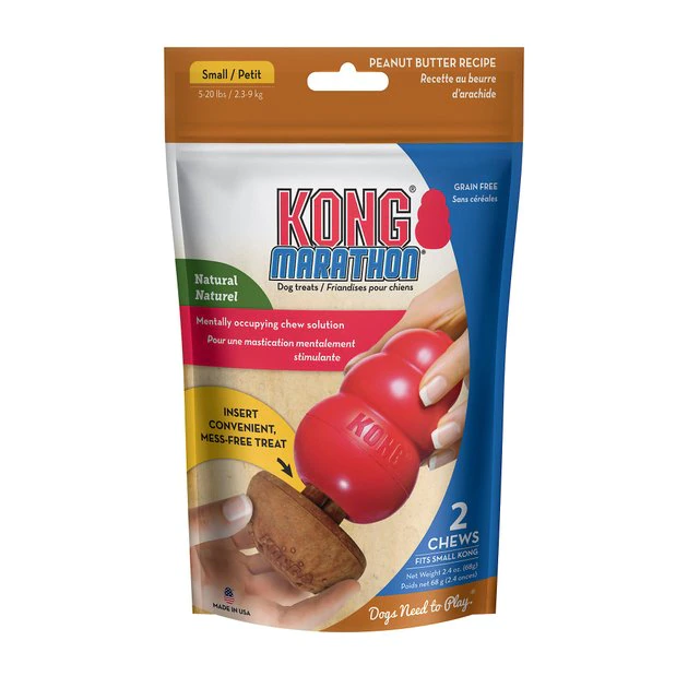 KONG Marathon Peanut Butter Recipe Grain-Free Dog Chew Small Treats 3 KONG Marathon Peanut Butter Recipe Grain-Free Dog Chew Small Treats