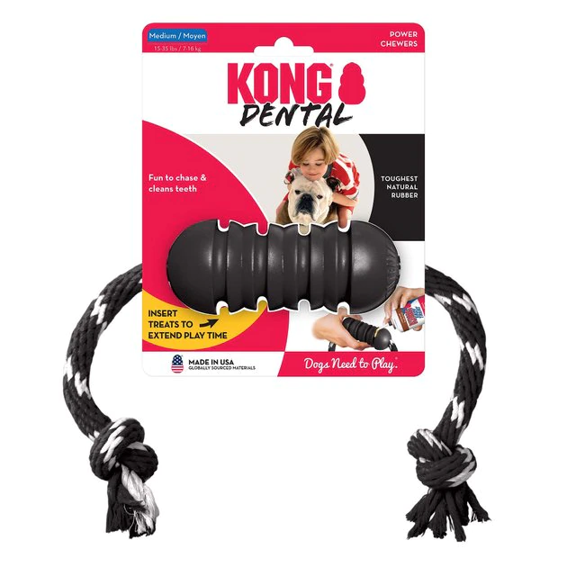 KONG Dental Dog Chew Toy with Rope, Medium 4 KONG Dental Dog Chew Toy with Rope, Medium - Image 2