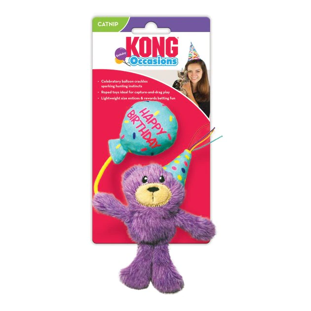 KONG Cat Occasions Birthday Teddy Plush Cat Toy with Catnip 4 KONG Cat Occasions Birthday Teddy Plush Cat Toy with Catnip - Image 2