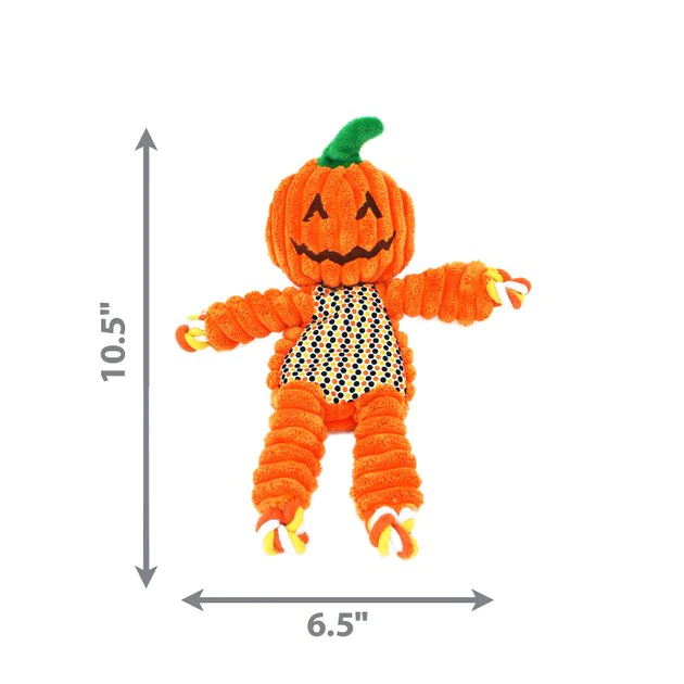 KONG Halloween Floppy Knots Pumpkin Squeaky Plush Dog Toy, Small/Medium 4 KONG Halloween Floppy Knots Pumpkin Squeaky Plush Dog Toy, Small/Medium - Image 2