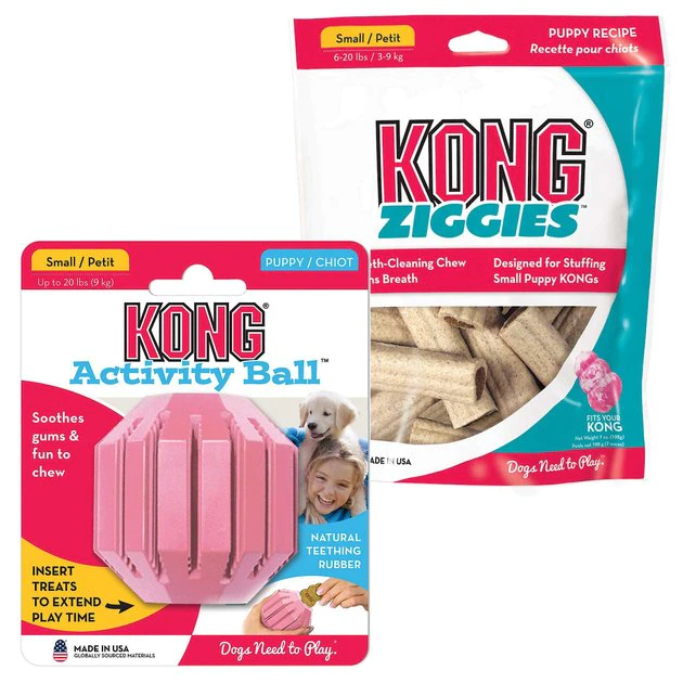 KONG Puppy Activity Ball Dog Toy, Color Varies, Small + KONG Stuff'N Puppy Ziggies Dog Treats, Small, 12 count 3 KONG Puppy Activity Ball Dog Toy, Color Varies, Small + KONG Stuff'N Puppy Ziggies Dog Treats, Small, 12 count