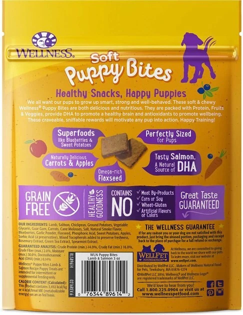 KONG||Wellness KONG Wobbler Dog Toy, Small + Wellness Soft Puppy Bites Lamb & Salmon Recipe Grain-Free Dog Treats, 3-oz pouch 9 KONG||Wellness KONG Wobbler Dog Toy, Small + Wellness Soft Puppy Bites Lamb & Salmon Recipe Grain-Free Dog Treats, 3-oz pouch - Image 7