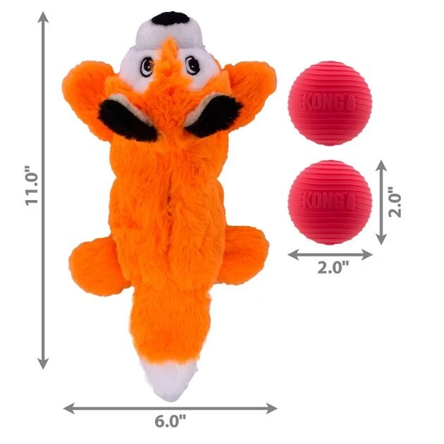 KONG Cozie Pocketz Fox Dog Toy, Orange 4 KONG Cozie Pocketz Fox Dog Toy, Orange - Image 2