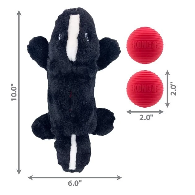 KONG Cozie Pocketz Skunk Dog Toy, Black/White 4 KONG Cozie Pocketz Skunk Dog Toy, Black/White - Image 2