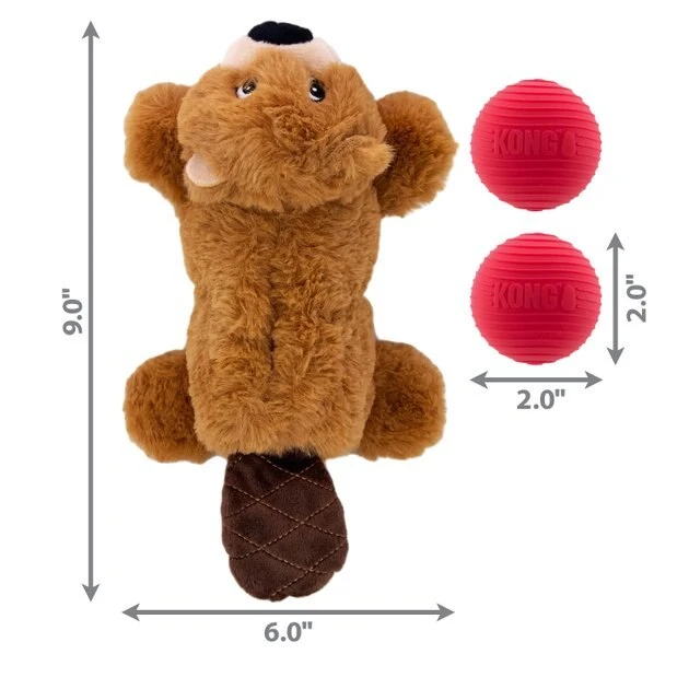 KONG Cozie Pocketz Beaver Dog Toy, Brown 4 KONG Cozie Pocketz Beaver Dog Toy, Brown - Image 2