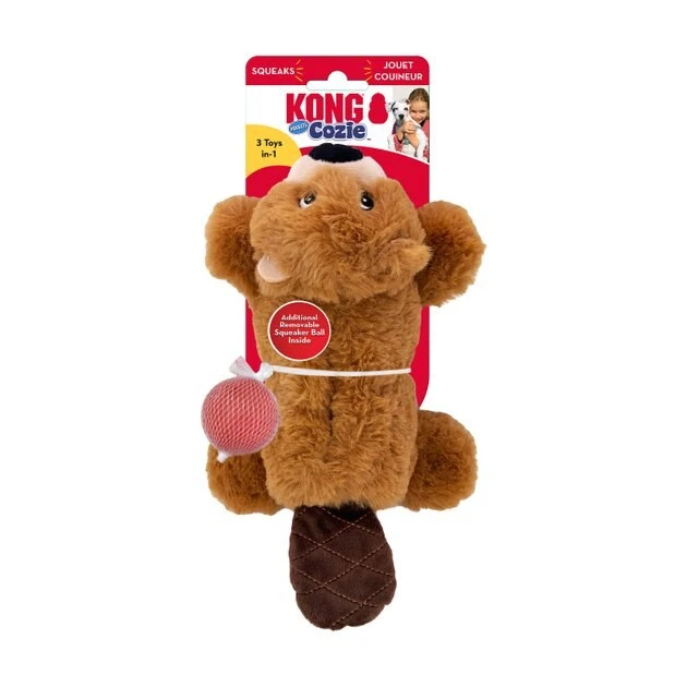 KONG Cozie Pocketz Beaver Dog Toy, Brown 6 KONG Cozie Pocketz Beaver Dog Toy, Brown - Image 4