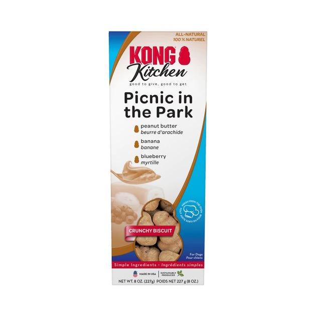 KONG Kitchen Picnic In The Park Grain-Free Peanut Butter Crunchy Biscuit Dog Treats, 8-oz box 3 KONG Kitchen Picnic In The Park Grain-Free Peanut Butter Crunchy Biscuit Dog Treats, 8-oz box