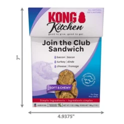 KONG Kitchen Join The Club Sandwich Grain-Free Bacon, Turkey & Cheese Chewy Dog Treats, 7-oz box -KONG Toys Shop 535030 PT3. SY630 V1657658789