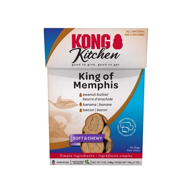 KONG Kitchen King of Memphis Grain-Free Bacon & Peanut Butter Chewy Dog Treats, 7-oz box 3 KONG Kitchen King of Memphis Grain-Free Bacon & Peanut Butter Chewy Dog Treats, 7-oz box