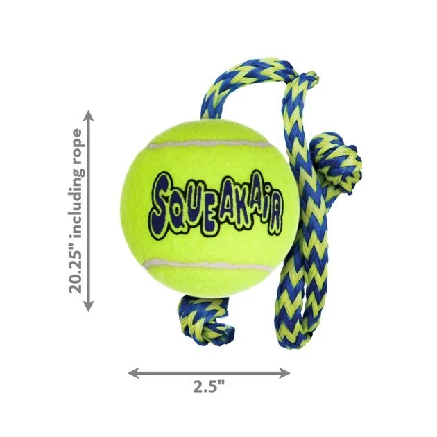 KONG AirDog Squeakair Ball with Rope Dog Toy 4 KONG AirDog Squeakair Ball with Rope Dog Toy - Image 2
