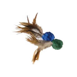 KONG Naturals Crinkle Ball with Feathers Cat Toy, Color Varies