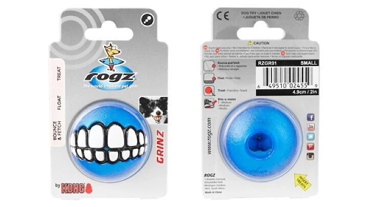 ROGZ by KONG Grinz Treat Ball Dog Toy, Color Varies 6 ROGZ by KONG Grinz Treat Ball Dog Toy, Color Varies - Image 4